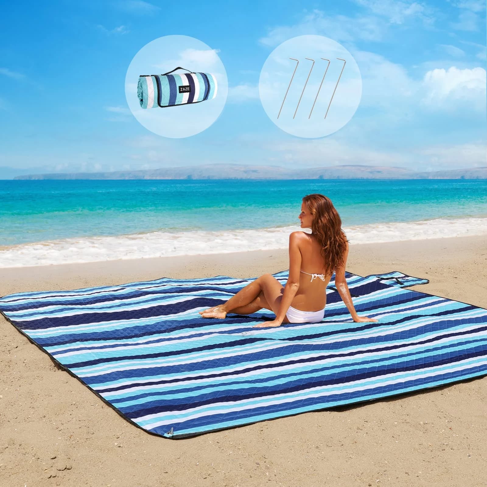 Large Picnic Blanket + Sand Spikes - Beach Bliss Topsail rental